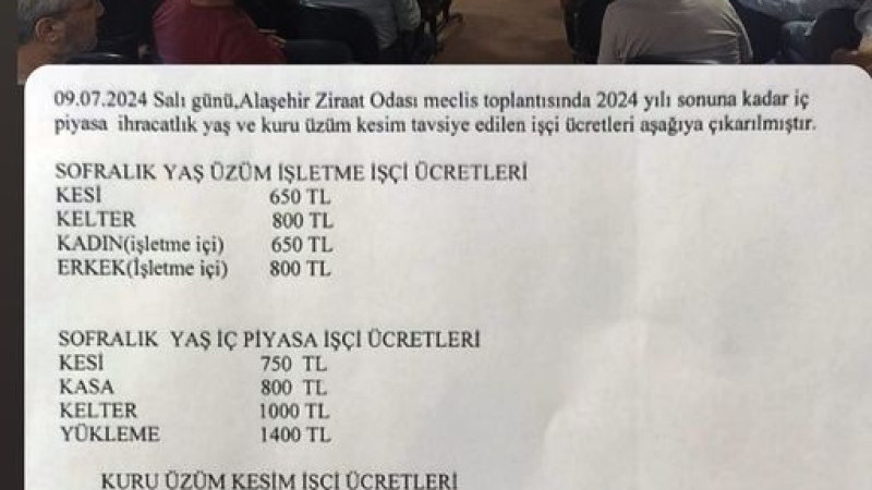 Son Dakika ! 2024 Alaşehir İşçi  ücretleri hakkında açıklama ; 